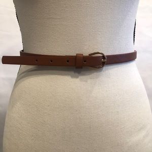 Brown Belt with Gold Buckle Faux Leather Fashion Accessory Size Medium